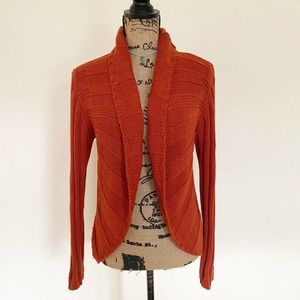 CHICO'S Chunky Cable Ribbed Cotton Comfy Open Cardigan